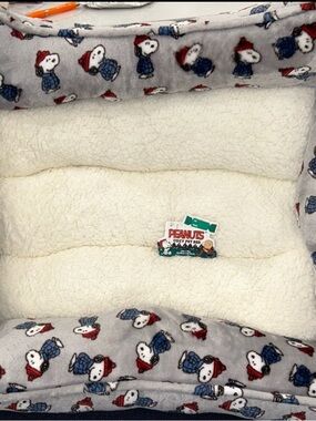 Peanuts Snoopy Blue Puffer Coat Cozy Pet Bed